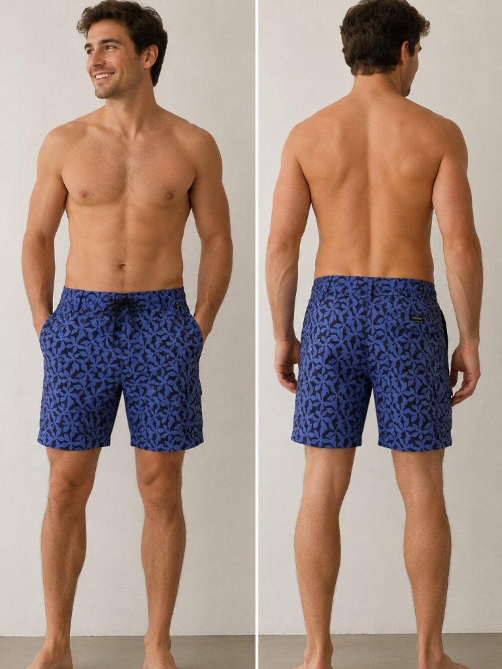 Victorinox Men's Swiss Army Blue Pattern Swim Trunks – Men's Medium